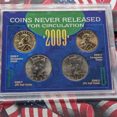 Sale Photo Thumbnail #41: 2009 P&D Kennedy Half Dollars & P&D Sacagawea Dollars In Coins Never Released For Circulation Set