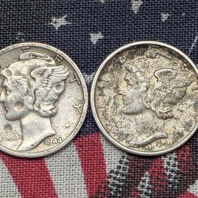 Sale Photo Thumbnail #109: 1944-D & 1944-S Mercury 90% Silver Dimes