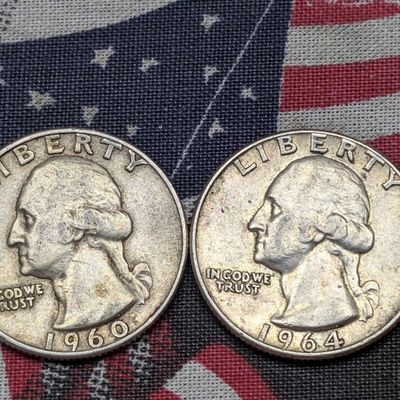Sale Photo Thumbnail #250: 1960-D & 1964-P Washington Quarters, 90% Silver