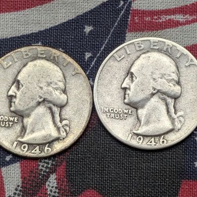Sale Photo Thumbnail #159: 1946 P&D Washington Quarters, 90% Silver