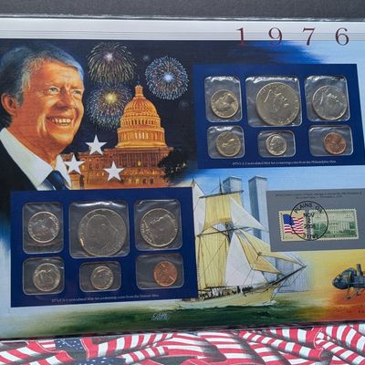 Sale Photo Thumbnail #279: 1976 P & D U.S. Uncirculated Mint Sets With Mint Stamp