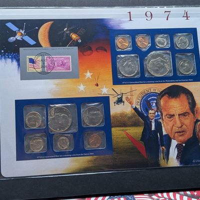 Sale Photo Thumbnail #263: 1974 P&D U.S. Uncirculated Mint Sets With Mint Stamp - Includes S Cent