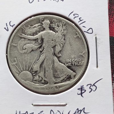 Sale Photo Thumbnail #86: 1941-D 90% Silver Walking Liberty Half Dollar  - WWII Era!