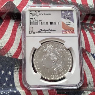 Sale Photo Thumbnail #375: 2023 Fiji 1 Ounce .999 Silver "1882-CC Commemorative" Morgan Dollar - NGC MS70 - Early Releases - David J. Ryder Signature Case