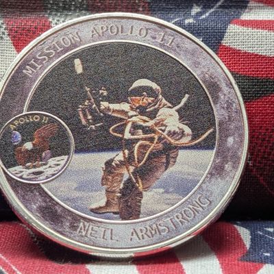 Sale Photo Thumbnail #65: Apollo 11 Neil Armstrong Colorized Medal Clad