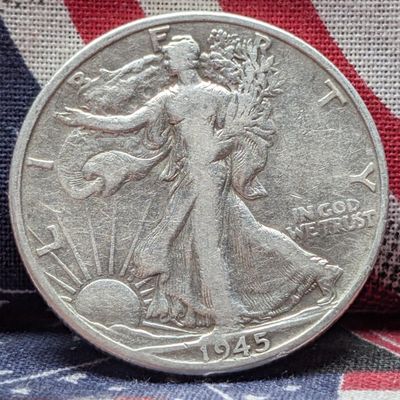 Sale Photo Thumbnail #337: 1945-D Walking Liberty Half Dollar, 90% Silver, 81 Years old, WWII Era