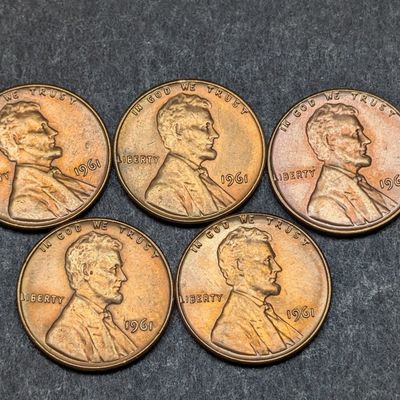 Sale Photo Thumbnail #325: (5) 1961 Lincoln Memorial Cents - Uncirculated