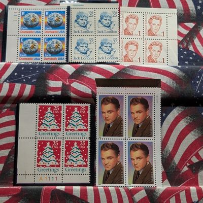 Sale Photo Thumbnail #353: Five Assorted U.S. Four Block Stamps, All Mint, Original Gum, Never Hinged