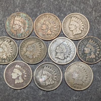 Sale Photo Thumbnail #381: 1900-1909 Indian Head Cents - 10 Consecutive Dates