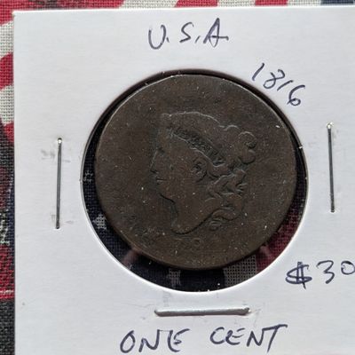 Sale Photo Thumbnail #125: 1816 Matron Liberty Head Large Cent - Over 200 Years Old!