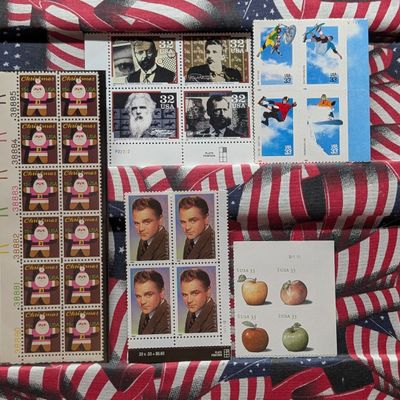 Sale Photo Thumbnail #358: Five Assorted U.S. Four Block Stamps, All Mint, Original Gum, Never Hinged