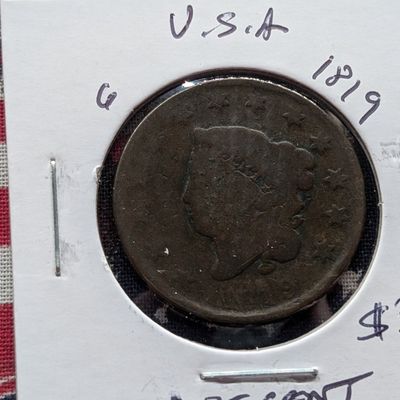 Sale Photo Thumbnail #62: 1819 Matron Liberty Head Large Cent - Over 200 Years Old!