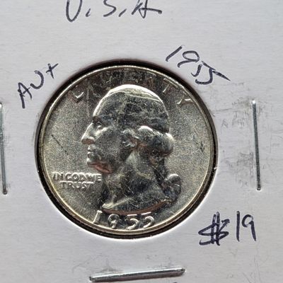 Sale Photo Thumbnail #181: 1955 90% Silver Washington Quarter