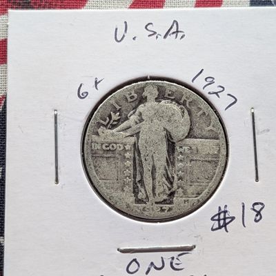 Sale Photo Thumbnail #317: 1927 90% Silver Standing Liberty Quarter - Almost 100 Years Old!
