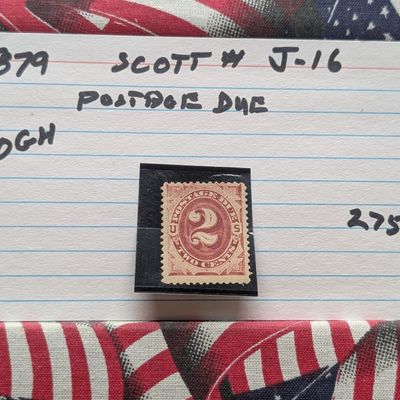 Sale Photo Thumbnail #411: 1879 Postage Due Two Cent Stamp, Scott # J-16, Mint, Original Gum, Hinged
