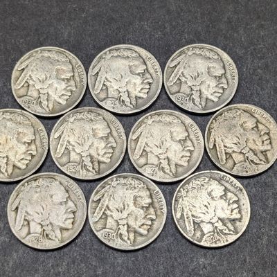 Sale Photo Thumbnail #385: 1920, 1924, 1925, 1926, 1927, 1928, 1929, & (3) 1930 Indian Head Buffalo Nickels