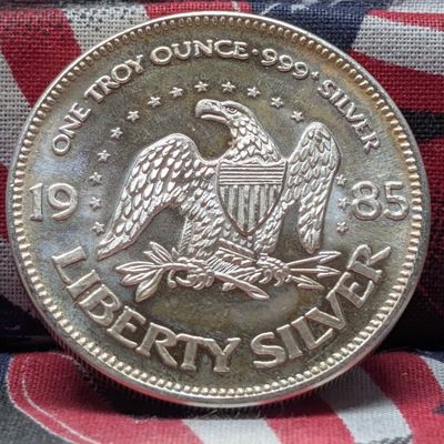 Sale Photo Thumbnail #140: 1985 1 Troy Oz. .999 Silver Life Liberty Happiness Round