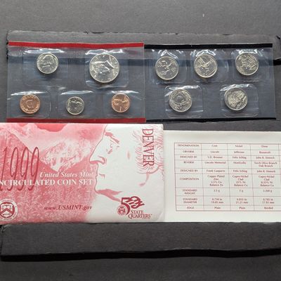 Sale Photo Thumbnail #28: 1999-D Only U.S. Mint Uncirculated Coin Set with State Quarters In OGP w/COA