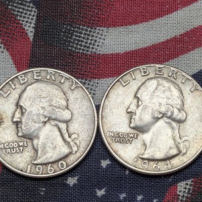 Sale Photo Thumbnail #158: 1960-D & 1964-P Washington Quarters, 90% Silver