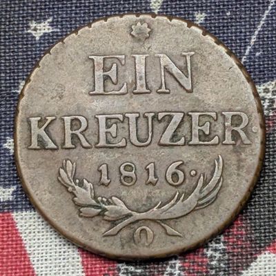 Sale Photo Thumbnail #212: 1816-O Austria 1 Kreuzer - (EF-Great Details, Rare This High of Grade), 210 Years Old!