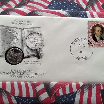 Sale Photo Thumbnail #52: 2005-D Ocean In View Jefferson Nickel With First Day Cachet