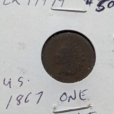 Sale Photo Thumbnail #245: 1867 Indian Head Cent - Semi Key 1860's Date! - Lower Mintage!
