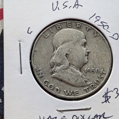Sale Photo Thumbnail #205: 1950-D 90% Silver Franklin Half Dollar - Korean War Era!