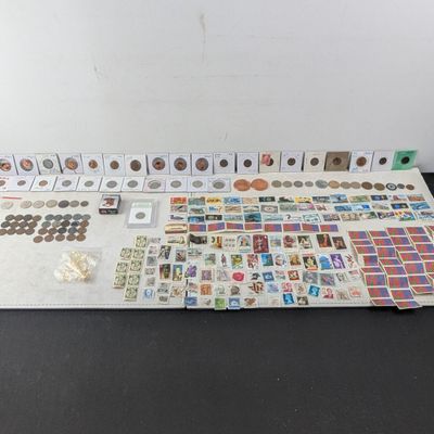 Sale Photo Thumbnail #393: Miscellaneous Coins, Stamps and Magnifier