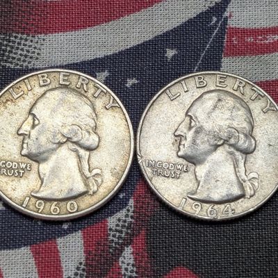 Sale Photo Thumbnail #218: 1960-D & 1964-P Washington Quarters, 90% Silver