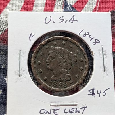 Sale Photo Thumbnail #2: 1848 Braided Hair Liberty Head Large Cent