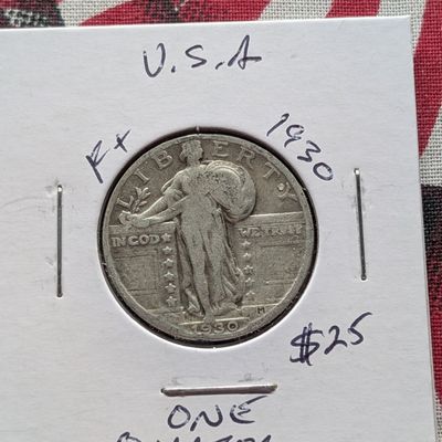 Sale Photo Thumbnail #160: 1930 90% Silver Standing Liberty Quarter - Full Motto!