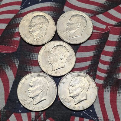 Sale Photo Thumbnail #71: (5) 1971-D Eisenhower Dollars