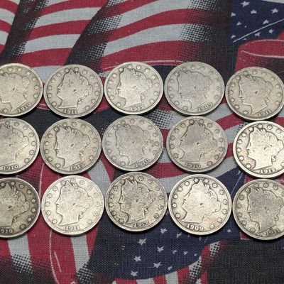 Sale Photo Thumbnail #204: (2) 1909, (5) 1910, (4) 1911 and (4) 1912 Liberty Head V Nickels - Good Details, Over 100 Years old!