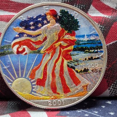 Sale Photo Thumbnail #267: 2001 Colorized American Eagle 1 Troy Oz. .999 Silver Round