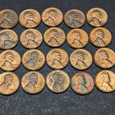 Sale Photo Thumbnail #230: (20) 1959-1969 UNC. Lincoln Memorial Cents - RED / High Grade