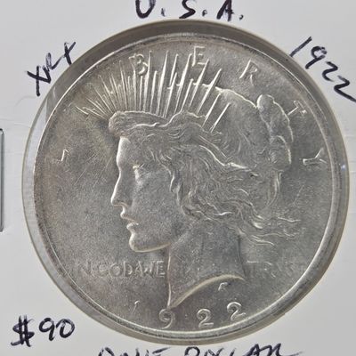 Sale Photo Thumbnail #56: 1922 90% Silver Peace Dollar