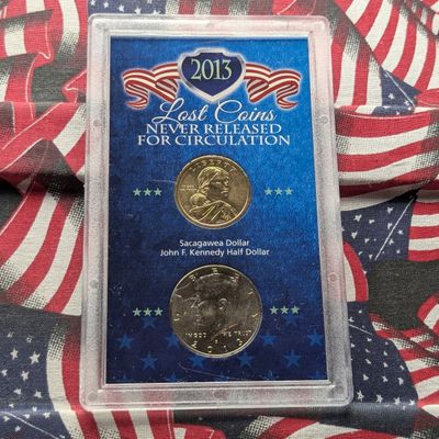 Sale Photo Thumbnail #107: 2013 Kennedy Half Dollar & Sacagawea Delawares Treaty Reverse Dollar In Lost Coins Never Released For Circulation Set