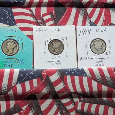Sale Photo Thumbnail #139: 1916, 1917 & 1918? 90% Silver Mercury Dimes