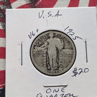 Sale Photo Thumbnail #32: 1925 90% Silver Standing Liberty Quarter - Over 100 Years Old