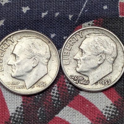 Sale Photo Thumbnail #73: 1956-P & 1957-P Roosevelt 90% Silver Dimes