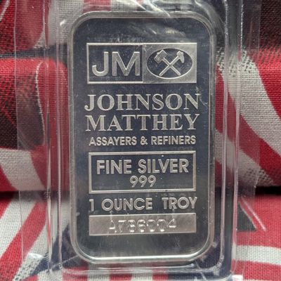 Sale Photo Thumbnail #350: 1 Troy Ounce .999 Silver, JOHNSON MATTHEY, Sealed, BU