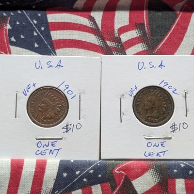 Sale Photo Thumbnail #324: 1901 & 1902 Indian Head Cents, Strong Liberty w/Diamonds!