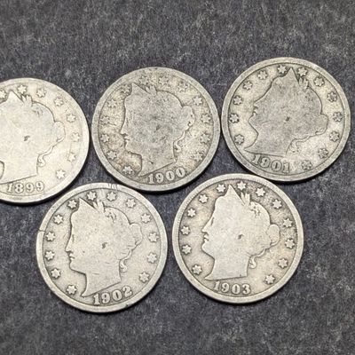 Sale Photo Thumbnail #262: 1899-1903 Liberty Head V Nickels - Consecutive Dates