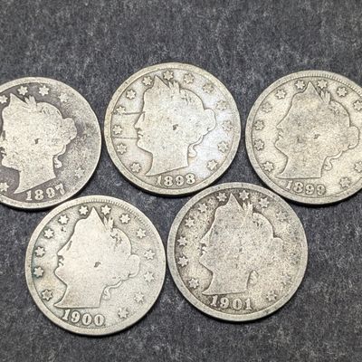 Sale Photo Thumbnail #112: 1897-1901 Liberty Head V Nickels - Consecutive Dates