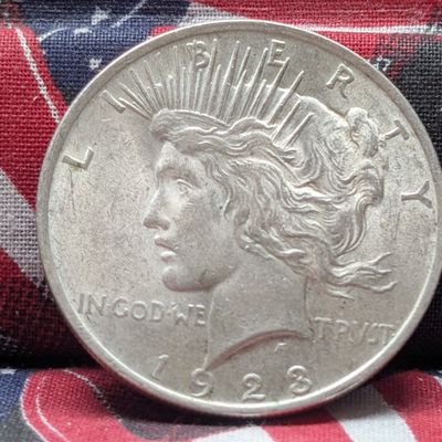 Sale Photo Thumbnail #97: 1923 Peace Dollar, Reverse has Glue or Plastic, 90% Silver 26.73g