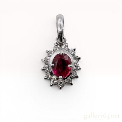 Sale Photo Thumbnail #282: Platinum.47ct Ruby and.182ctw Diamond Halo Pendant