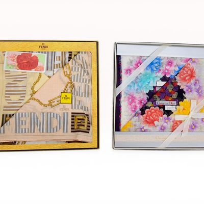 Sale Photo Thumbnail #44: Two Designer Cotton Scarf Box Sets by Fendi and Christian Dior