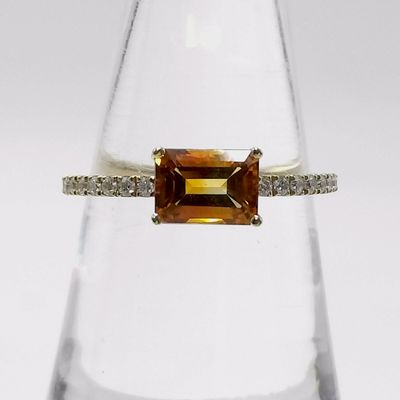Sale Photo Thumbnail #349: 18K Yellow Gold Emerald Cut Citrine and Diamond Ring