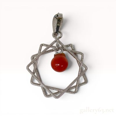 Sale Photo Thumbnail #419: Silver and Antique Red Coral Geometric Star Pendant Top