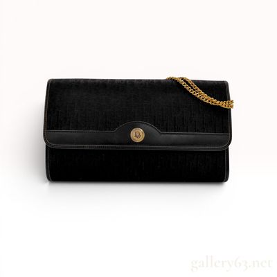 Sale Photo Thumbnail #429: Christian Dior Black Trotter Monogram Canvas Chain Clutch Bag